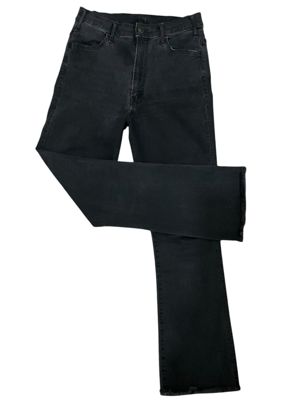 MOTHER The Hustler Ankle Fray Jeans Not Guilty Wash Black Stretch Size 28
